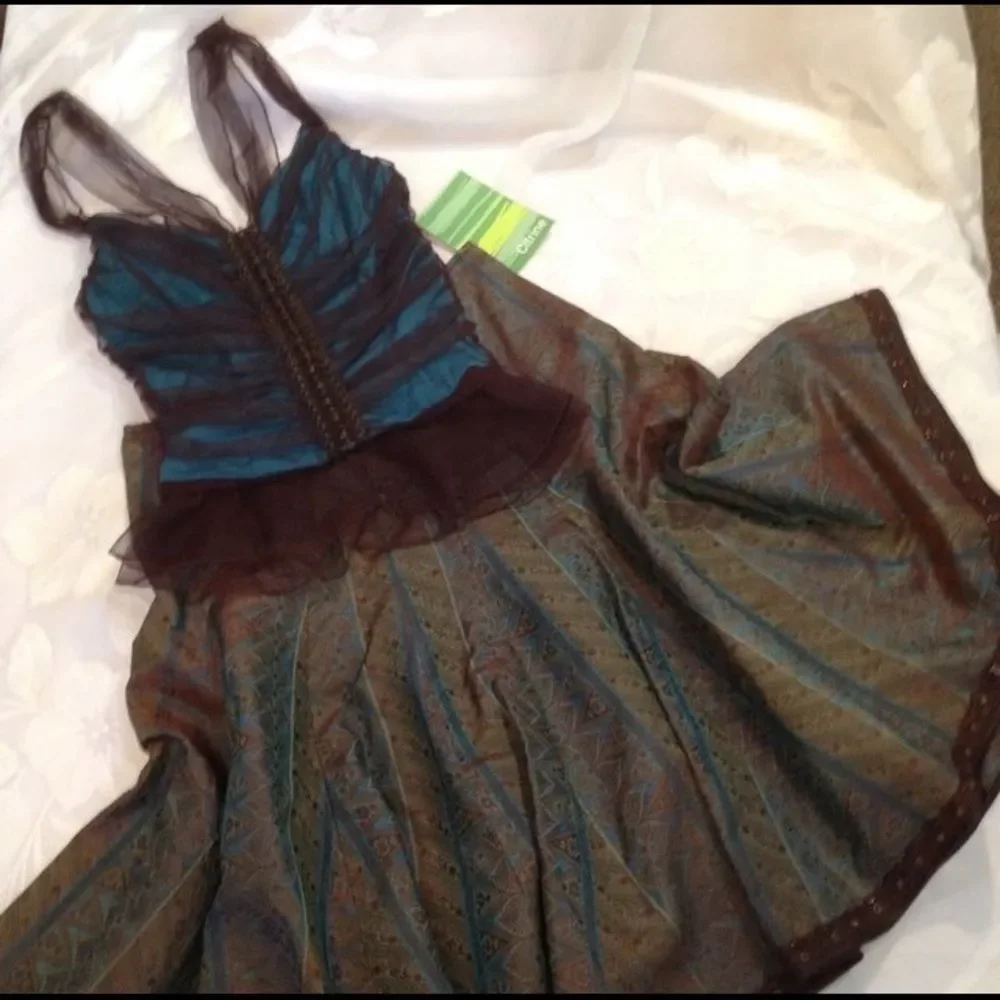 Gorgeous Citrine Brown And Turquoise Skirt